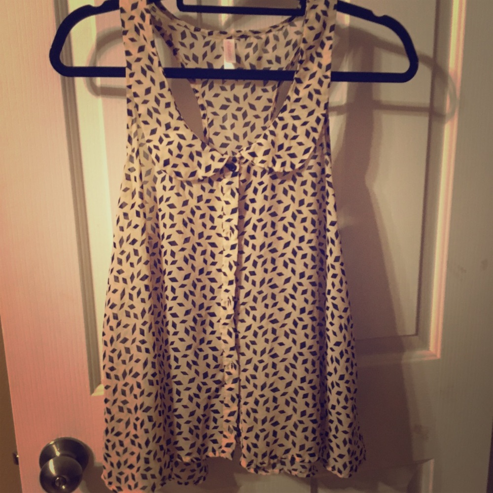 Button up collared tank top